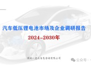 2024-2030年汽车低压锂电池市场及企业调研报告